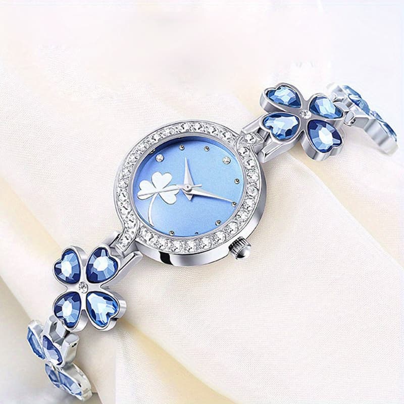 TEMU 1pc Clover Luxury Women's Fashion Quartz Watch Bracelet Watch Bracelet Ladies Gifts Dress Wristwatches