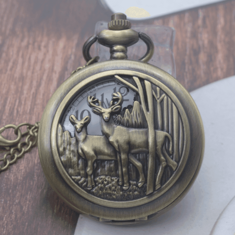 TEMU Deer Pocket Watch Collection Casual Fashion Accessories Pendant Clock