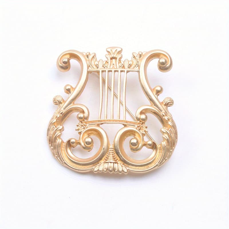TEMU Vintage Instrument Harp Brooch Simple Cutout Design Ladies Pin Accessory Gift