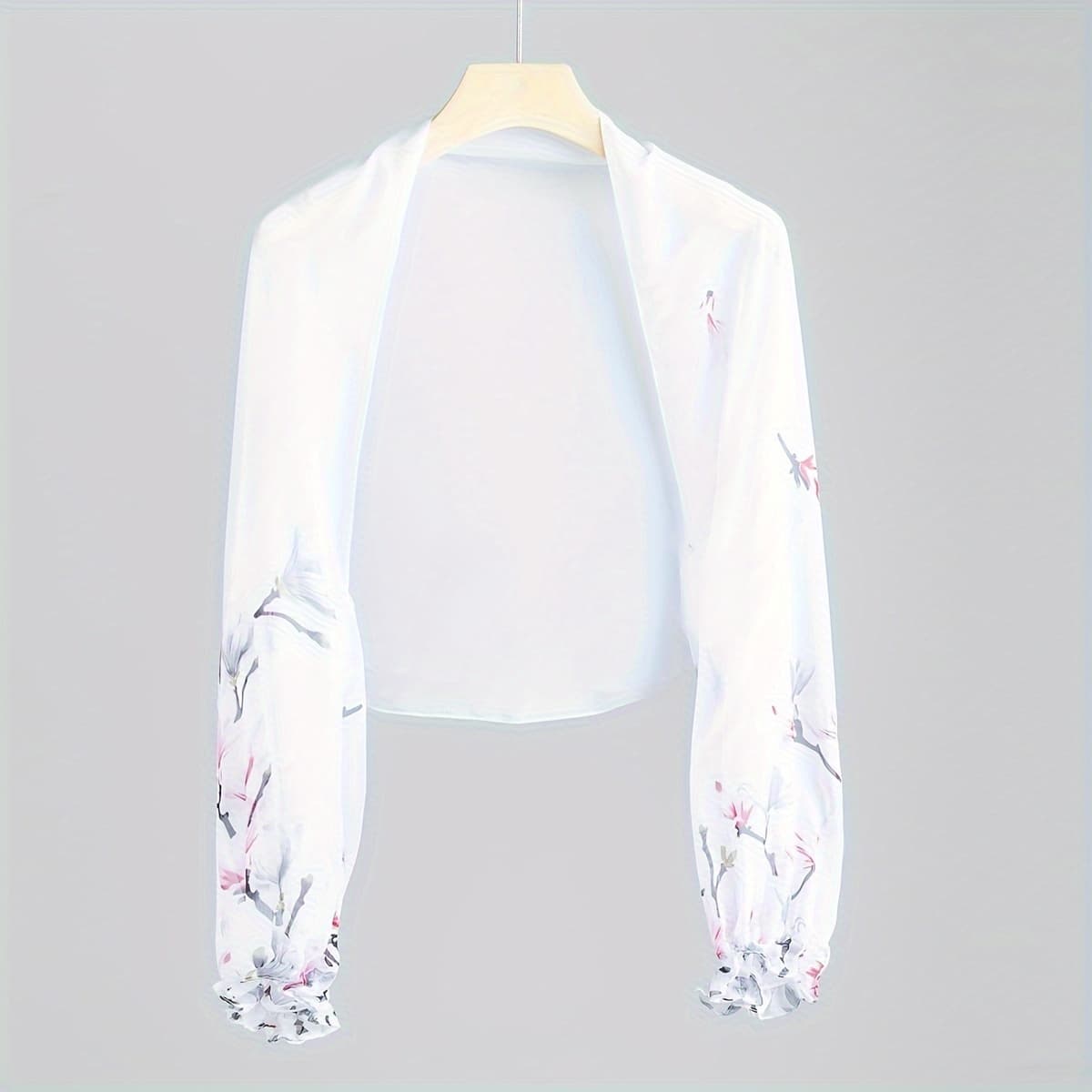 TEMU Fashionable And Elegant Women's Printed Long-sleeve Shawl, Polyester, Non-stretch, Outdoor Decorative Shawl, Women's Scarf