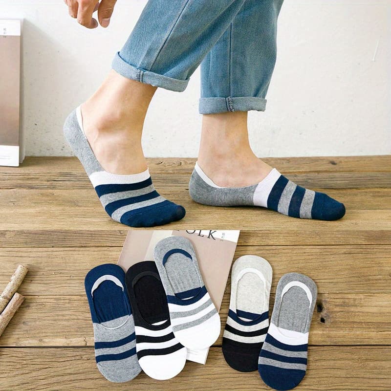 TEMU 5or10 Pairs/men's Invisible Socks, Low Cut Shallow Mouth Socks, Sports Boat Socks, Socks, Silicone Anti Slip Sleeves
