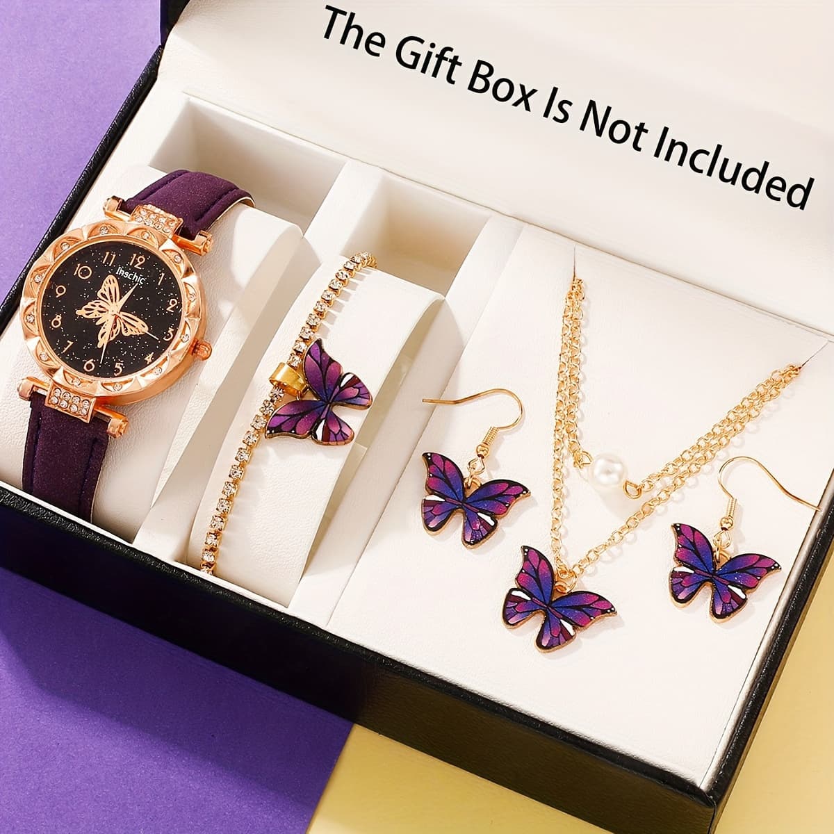 TEMU Elegant Women's Watch With Charm & Jewelry Set - Perfect Gift For , Christmas, New Year, Birthdays