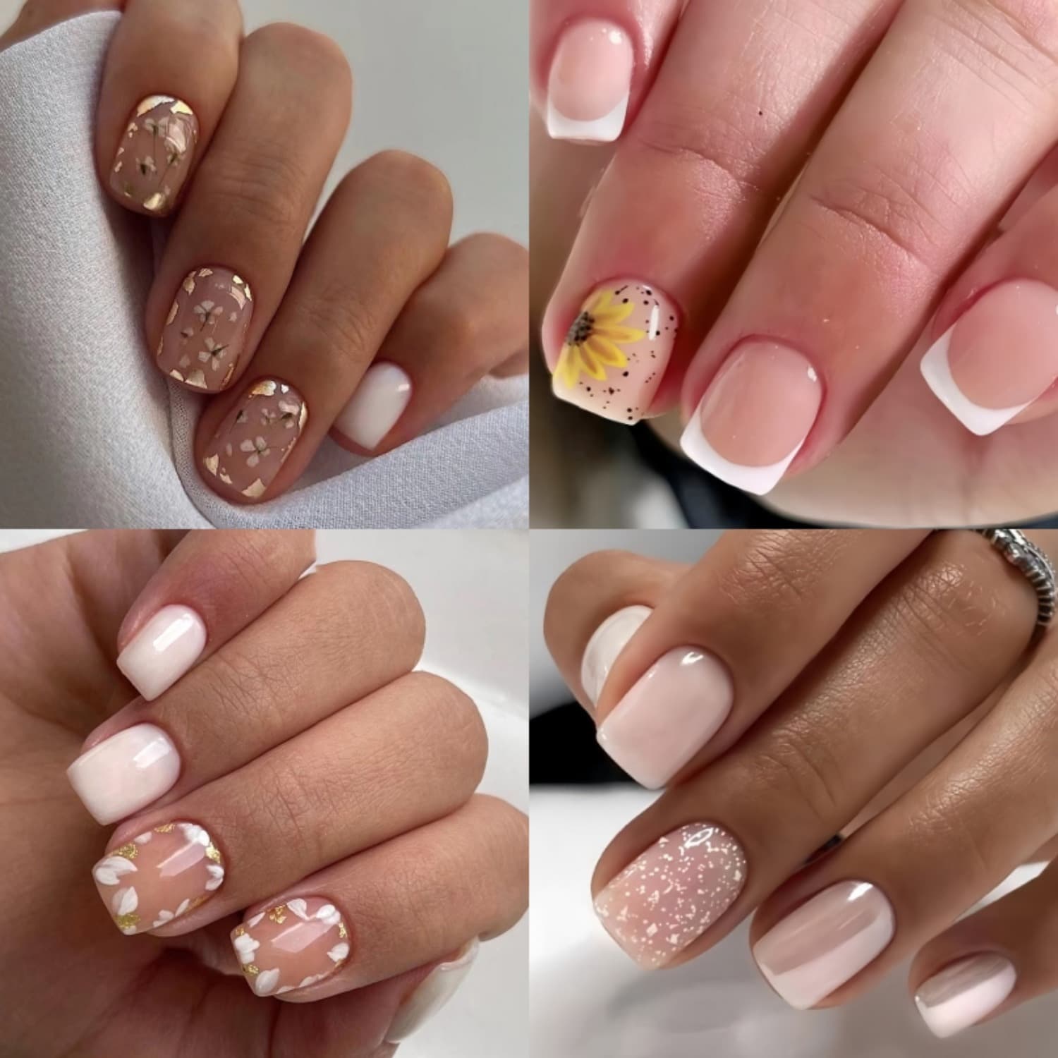 TEMU 96pcs Square Press On Nails Short Fake Nails With Flower Sunflower Glitter Designs Glossy Glue On Nails Cute Acrylic Nails Nude Full Cover Artificial Stick On Nails For Women