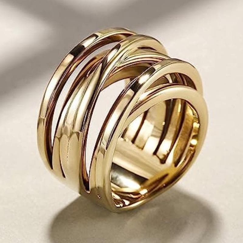 TEMU Creative Wide Face Metal Retro Personalized Ring Bracelet Irregular Weaving Winding Ring Birthday Ring Valentine's Day Anniversary Commemorative Gift