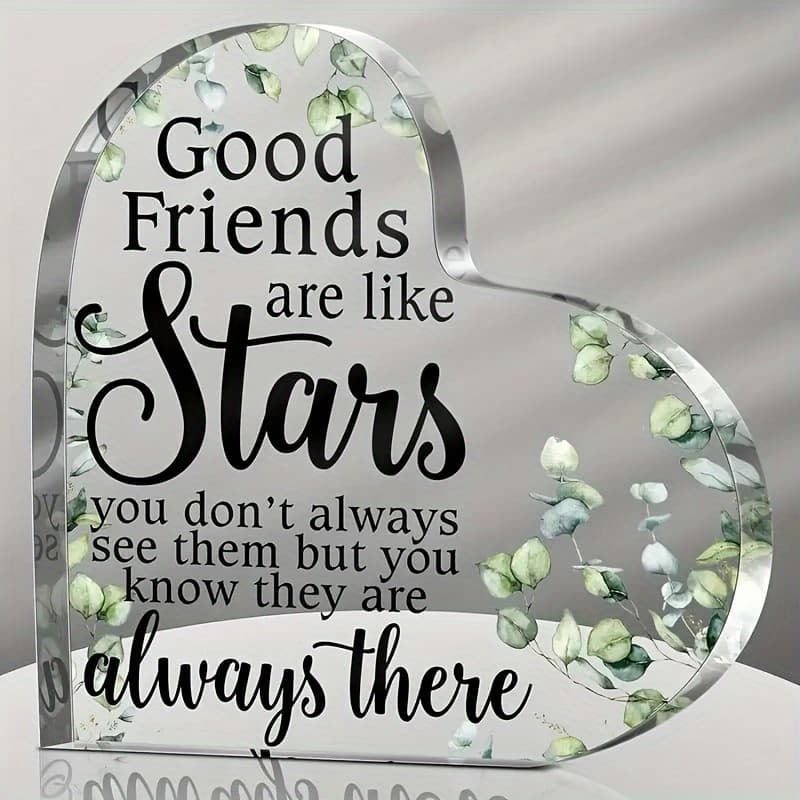 TEMU 2d Flat, 2d Flat - Heart Acrylic Plaque - - Unique Friendship Gift, For Birthday, Wedding, Holiday, Christmas, Party, Home Office Desktop Decor, Scene Decor, Keepsake Gift For