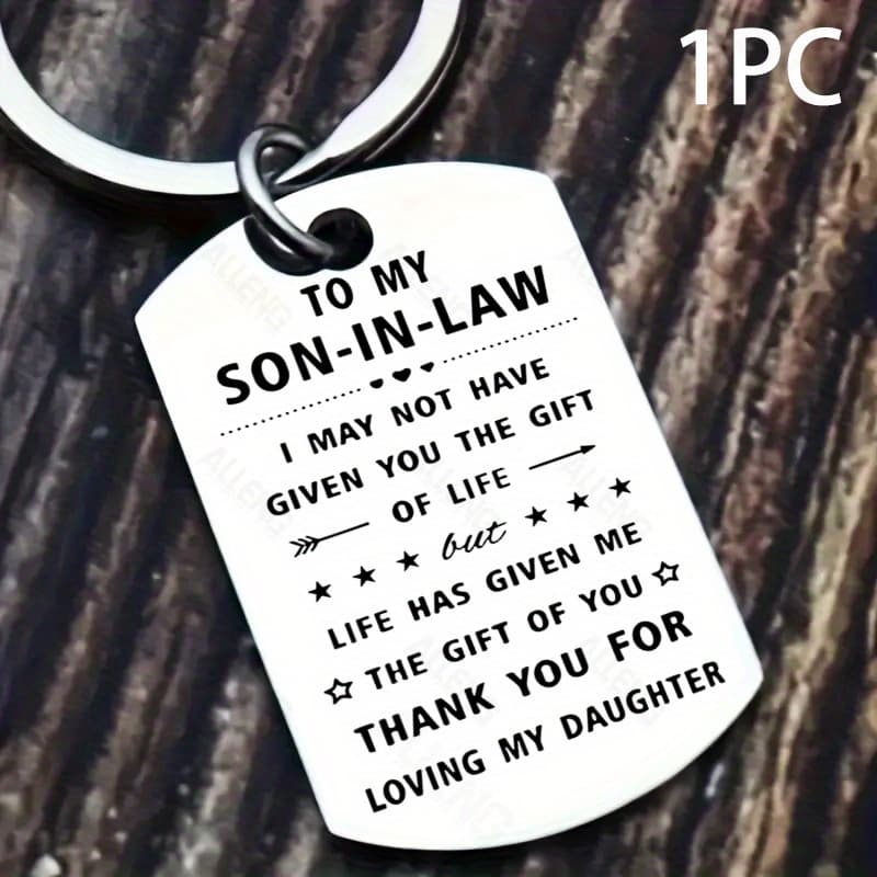 TEMU Alleng Stainless Steel Keychain, Thoughtful Son-in-law Gift From Mother-in-law, Appreciative Message Engraved, Ideal For Birthday, Christmas & Special Occasions Suitable For Men And Women.