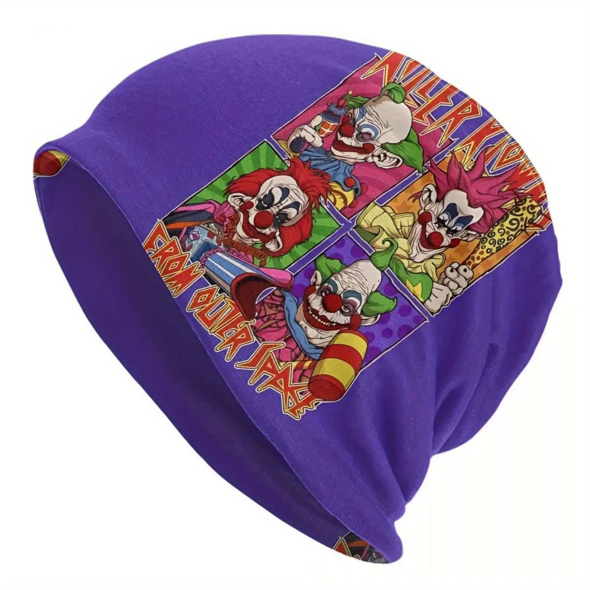 TEMU Men's Cartoon Clown Beanie, Fashionable Knit Beanie Hat, Unisex Novelty Street , Polyester & Spandex, No-brim Headwear For Casual Wear