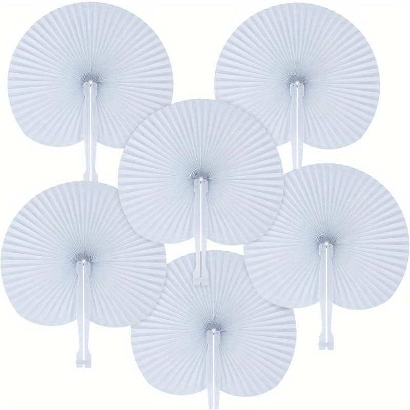 TEMU 10 Pack Folding Fans Round Paper Fans Assortment With Plastic Handle For Wedding Favor Party Bag Filler Decorative Folding Fans