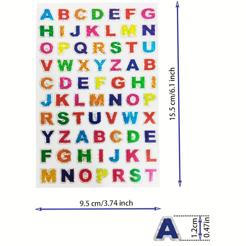 TEMU Collection Of Bright Glitter Letter Stickers - Self-sticking, Shiny, Colorful, Reusable Embellishments For Greeting Cards, Home Decoration, Craft Materials, Projects, And Party Decor - 10 Sheets