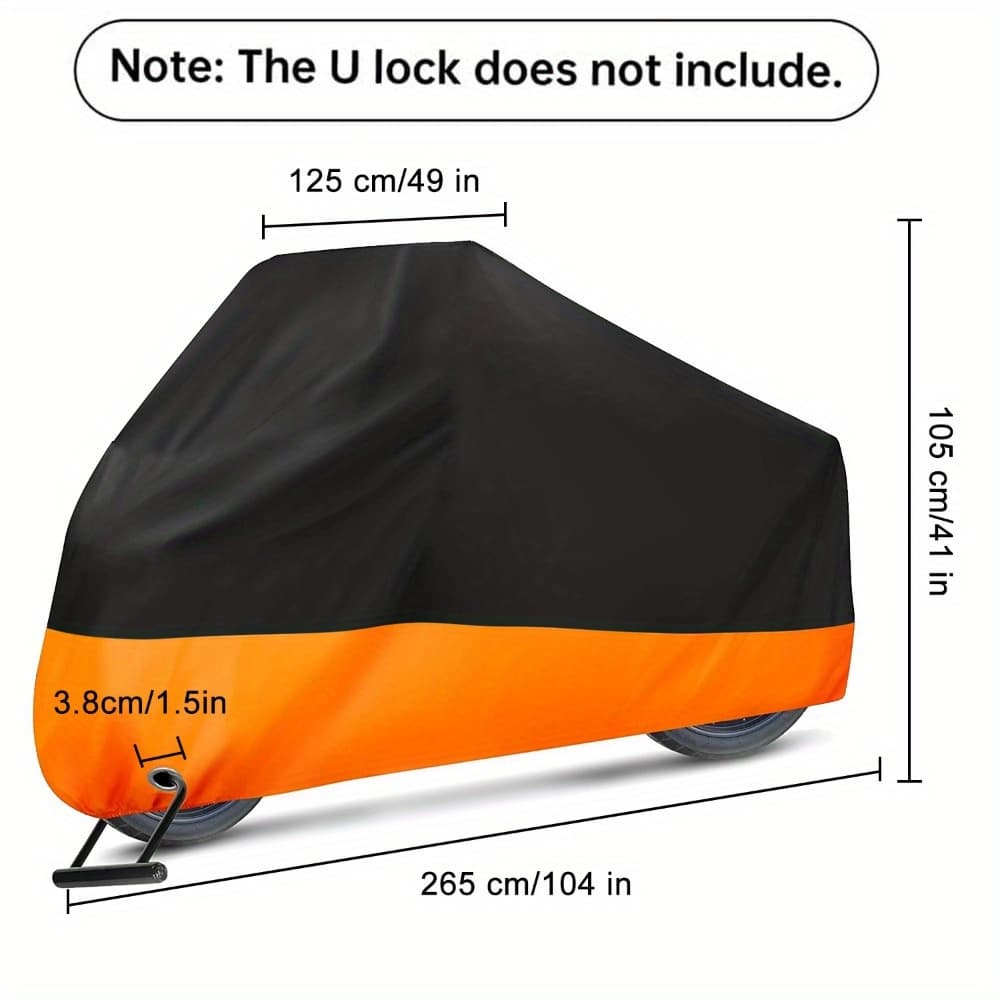 TEMU Xxx-large Motorcycle Cover Motorbike For Davidson Ultra With Anti-theft Lock Hole Outdoor Rain Snow Uv Protection - 104*49*41inch