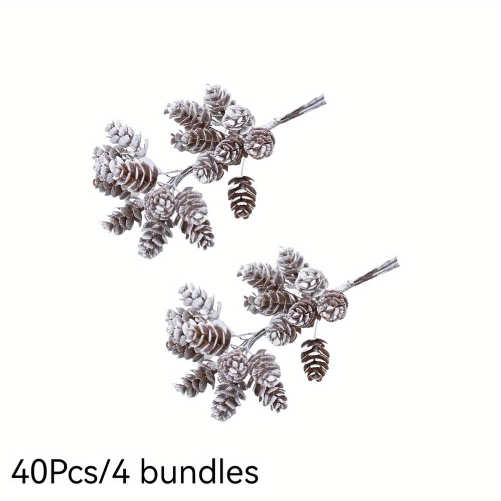 TEMU 40pcs Simulation Plants Pine Cone Artificial Berry Wreath Flower Material Room Christmas Tree Decor