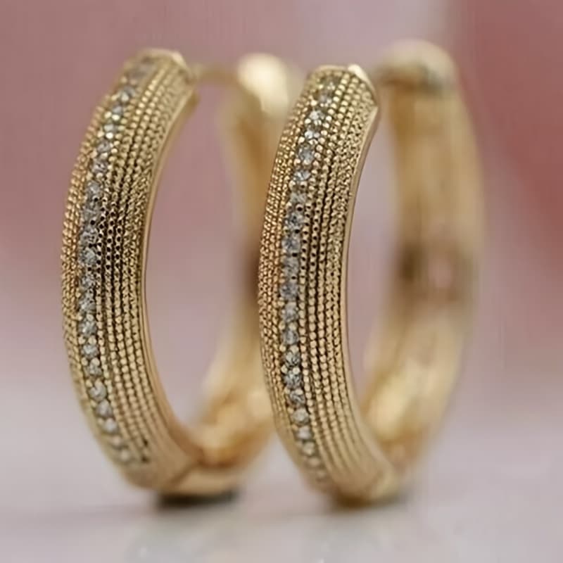 TEMU Punk-inspired Micro Pave Zirconia Hoop Earrings For Her And Him, Great For Daily Parties, Hip- Events