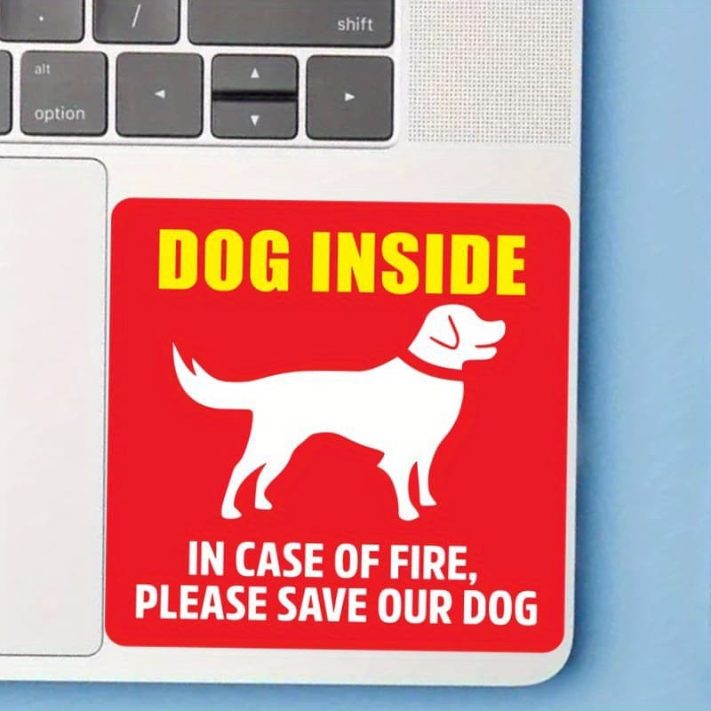 TEMU Waterproof Dog Inside Safety Sticker - Cartoon Decal - Durable Pvc Self Adhesive For Cars Laptops And Water Bottles - Emergency Warning Car Sticker