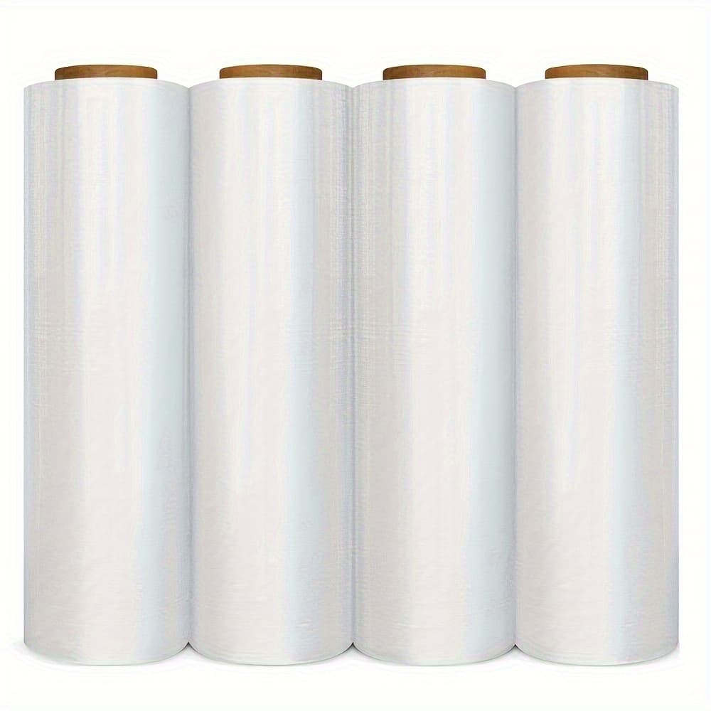 TEMU 4pcs 18in X 1500ft 80 Gauge Extra-long Premium Stretch Wrap Film - High-performance, Durable, And Tear-resistant For Heavy-duty Packing And Moving - And Store