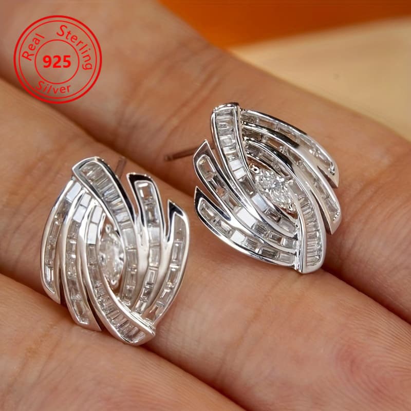 TEMU A Set Of Stylish S925 With Zirconia - Free Of Nickel - Safe For - Elegantly Easy, Suitable For Formal Events And Proposals - Great For Daily Use And Gifts For