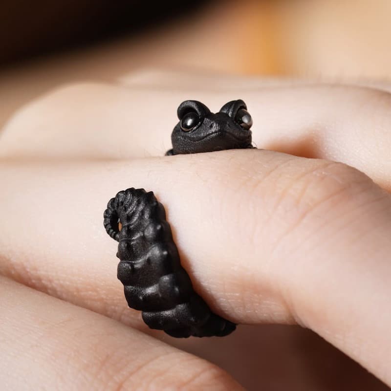 TEMU Black Ring With Eye, Gift, Birthday Present For Reptile Enthusiasts