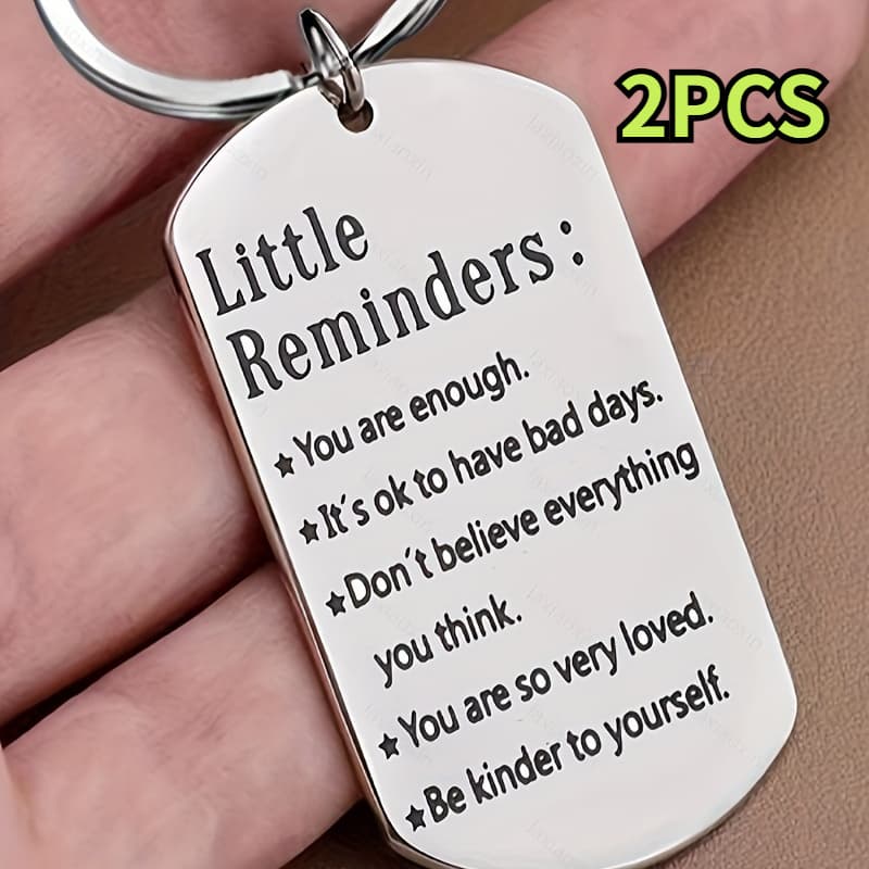 TEMU Set Of 2 Stainless Steel Keychains Featuring Engraved Motivational Quotes, Ideal Personalized Gifts For Birthdays And Christmas For , Daughters, And Best