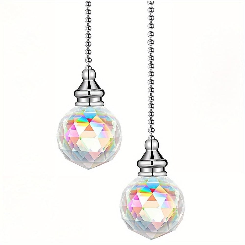 TEMU Crystal Pendant Ceiling Fan Pulls Chains Extension Crystal Prism Chain Extender For Bathroom Toilet Living Room Ceiling Light Fan