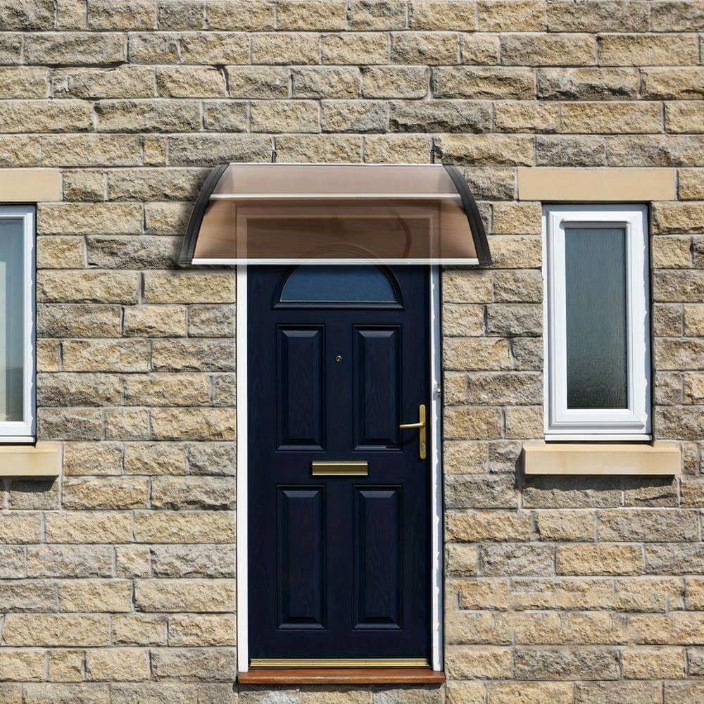 TEMU 40x38in Brown Panel With Black Bracket, Rain Canopy Plastic Stand Sunshade Front And Rear Aluminum Strips