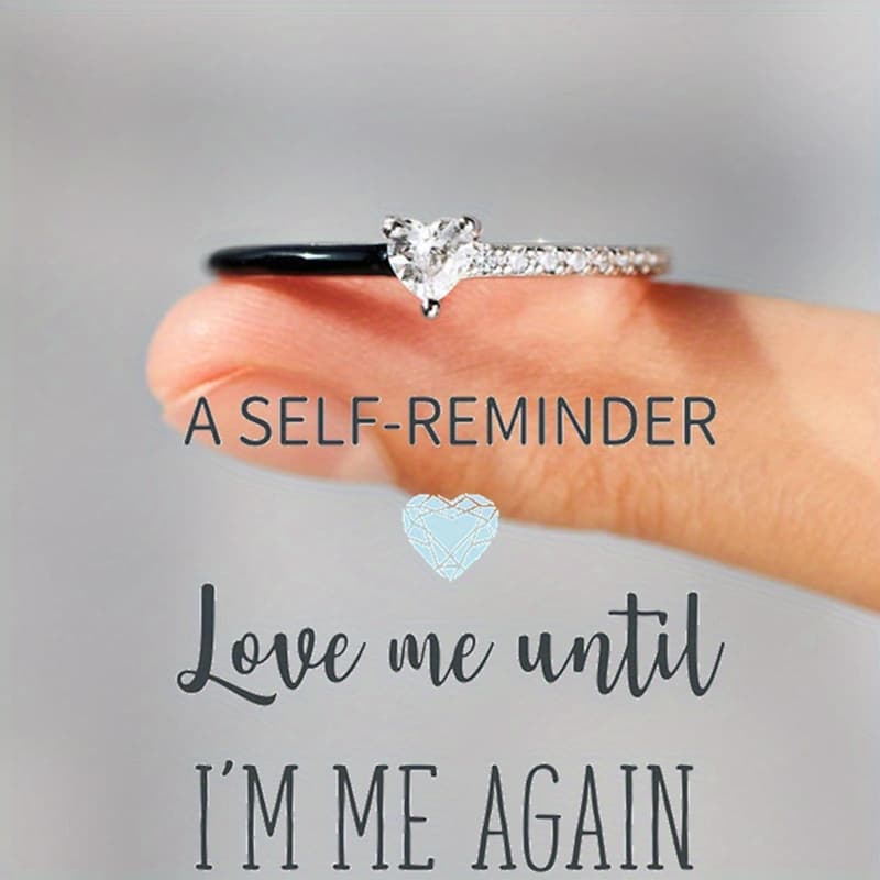 TEMU 1pc Love Me Again -cut Half Enamel Ring, Silvery Ring, Christmas Gift For Her, To My Daughter Ring, Anniversary Gift