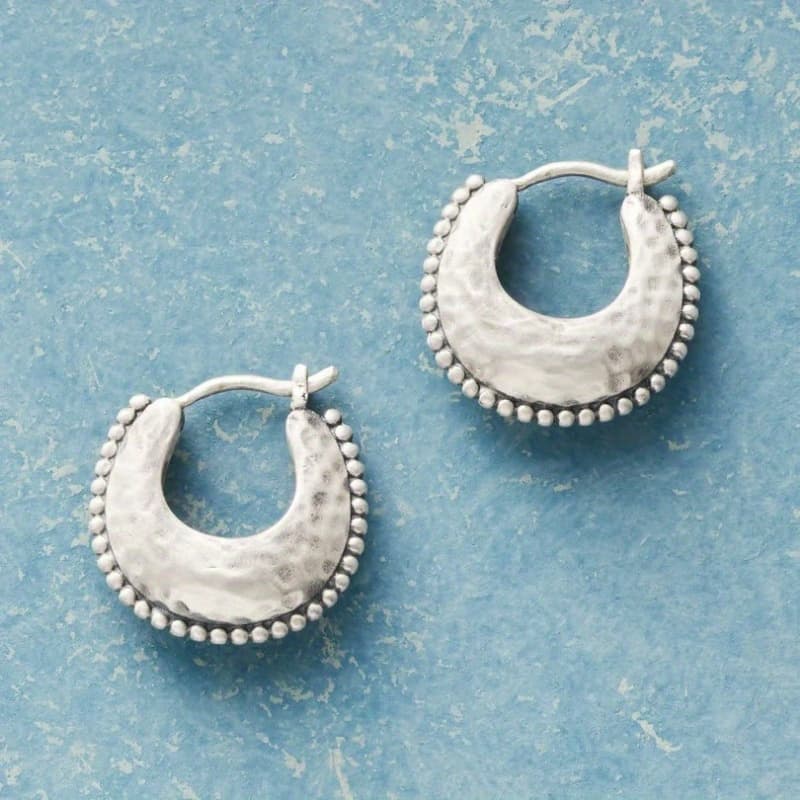 TEMU Crescent Half Circle Copper Bead Drop Hoop Earrings