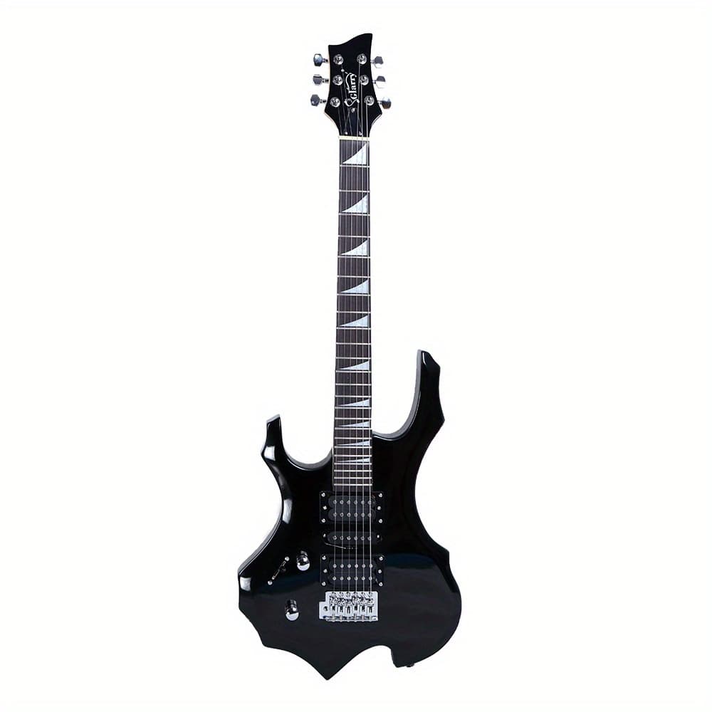 TEMU Left Hand Electric Guitar Hsh Pickup Shaped Electric Guitar Picks Shake Cable Wrench Tool Black