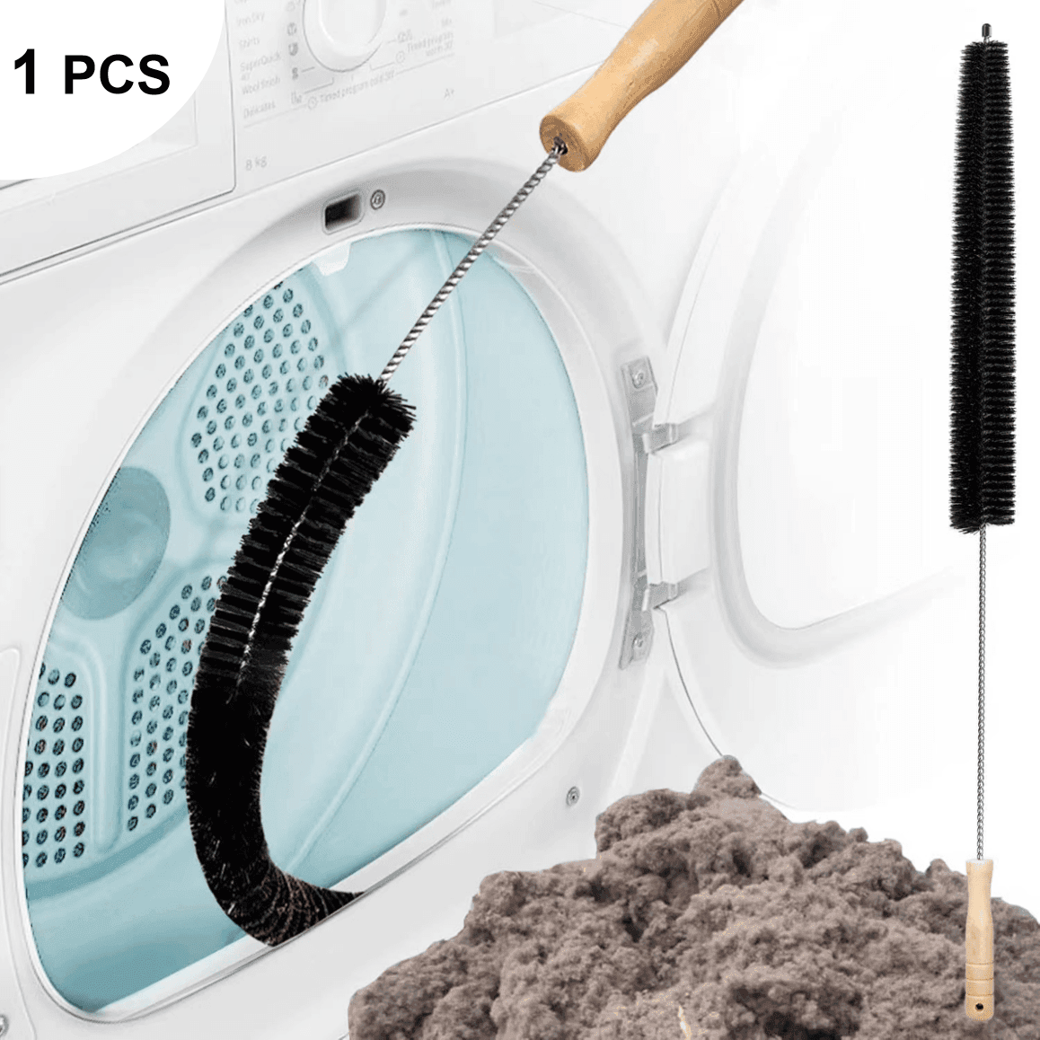 TEMU 1pc Versatile Dryer Vent Cleaning Kit - Manual Lint Brush, Flexible Brush & Washing Machine Brush For Use - No Electricity Or Batteries Needed, Laundry Cleaning Tool||flexible Bristles