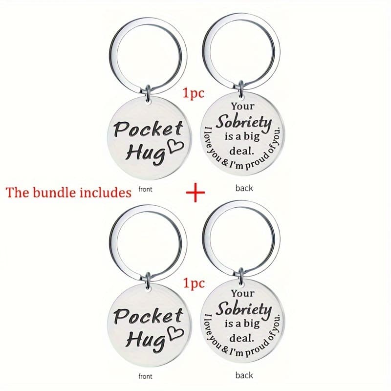 TEMU 2pcs Inspirational Steel Sobriety Keychain – , For & Birthdays