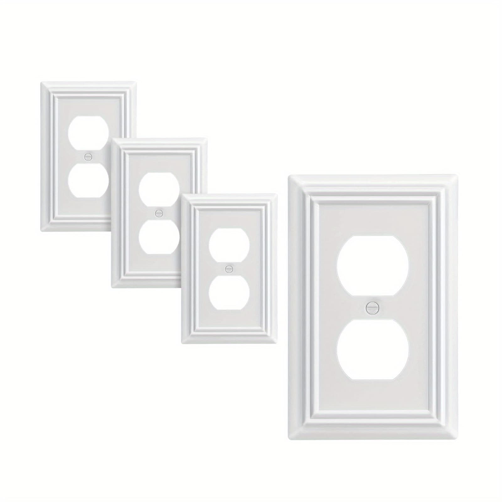 TEMU 4pcs Metal Duplex Wallplates - Standard Electrical Outlet Covers With , Receptacle Plates For , Vintage Design - Quick Installation