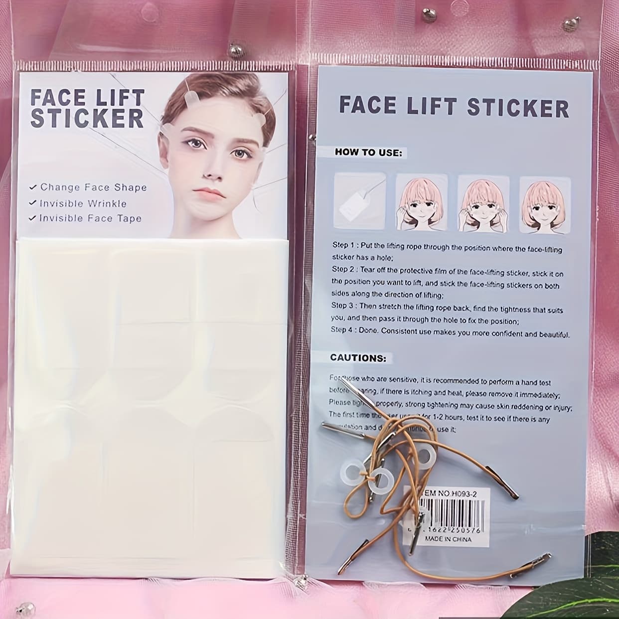 TEMU Set Of 36 Facial Tapes And Bandages, Facial Tape, Adjustable Elastic Band For The Neck, Jawline, And Double Chin Area, Reused