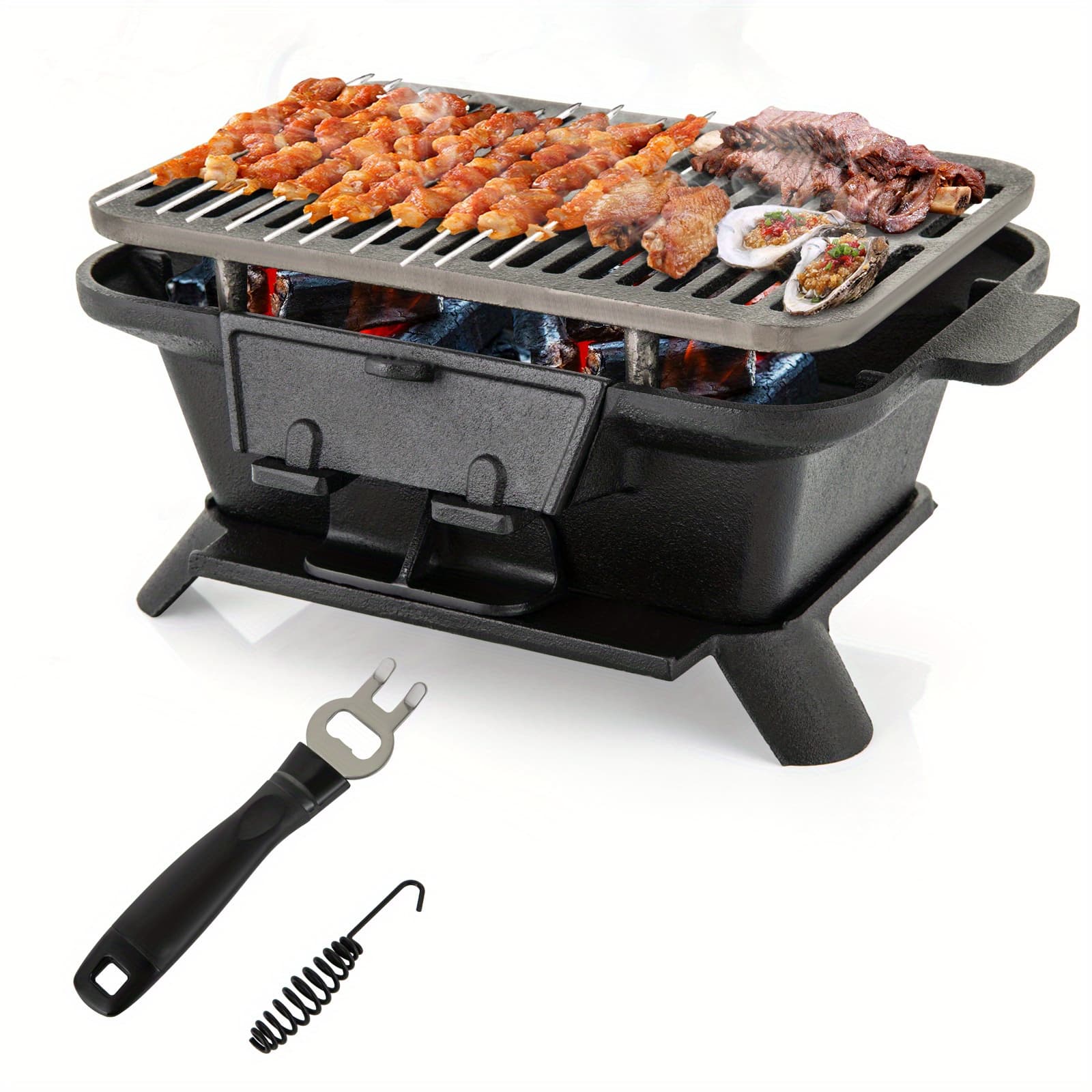 TEMU Multigot 100% Iron Hibachi , Portable , Japanese Camping For , Bbq And