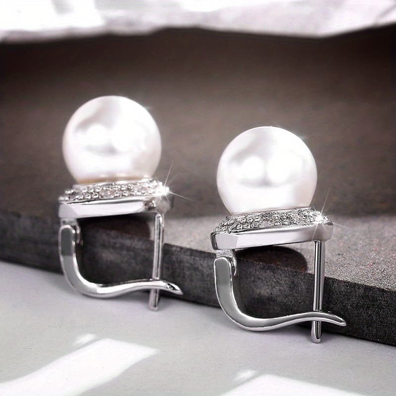 TEMU 1 Pair Of 925 Sterling Silvery Huggie Earrings For Ladies Anniversary Party Jewelry Gift