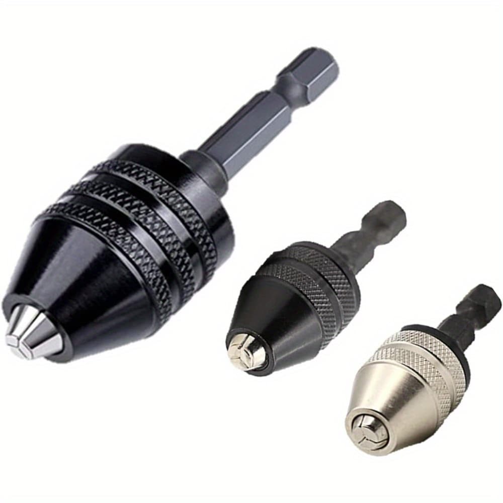 TEMU Drill Adapter With 1/ 4 Hex Shank - 3pcs Small Drill , Drill Bit Adapter Driver Hex Handle -jaw With Multi-functionality For Electric Grinders - Perfect Accessory Work (0.6-8mm, 0.3-3.6mmx2)