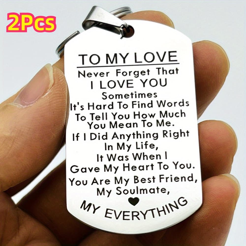 TEMU 2pcs To My Love Keychain Gift For Husband Wife Anniversary Valentines Birthday Boyfriend Girlfriend Jewelry For Him Her Women Men