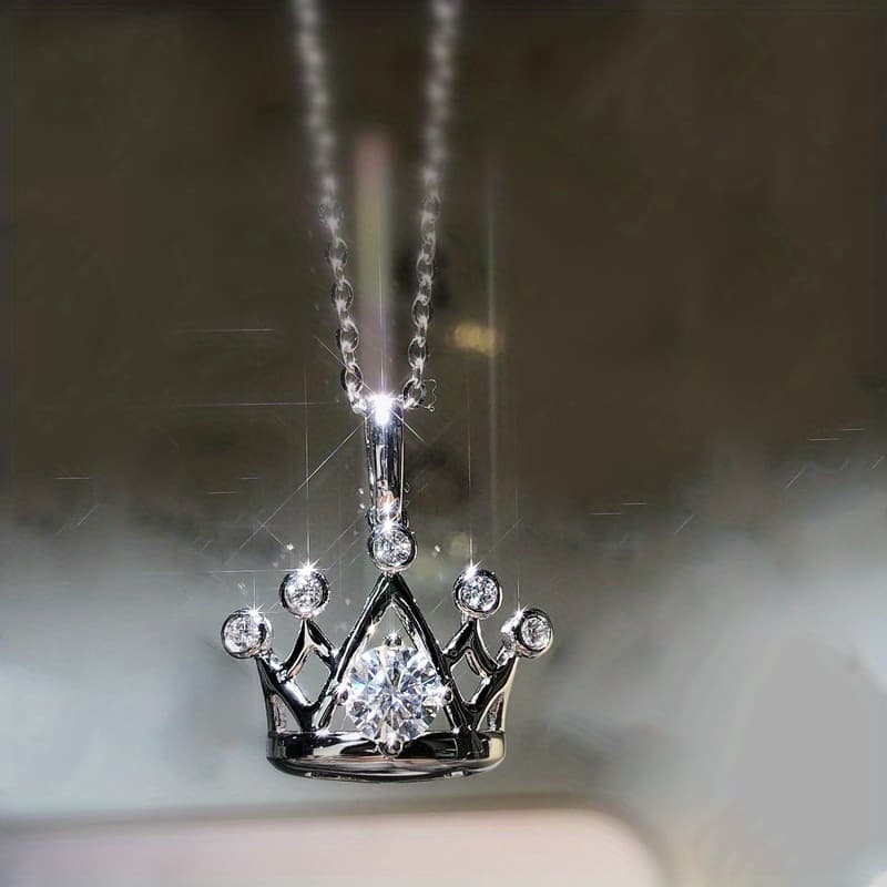 TEMU 1pc 925 Sterling Silvery Men's And Women' Pendant Necklace Wedding Engagement Jewelry Luxury Pendant Necklace Gift