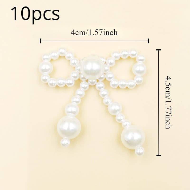 TEMU 10pcs Pearl Bow Embellishments, Heart-shaped Diy Crafts, Decorative Accessories For Clothing And Party Decor, No Power Needed, Ideal For Father's Day, , Valentine's Day, Christmas, Halloween