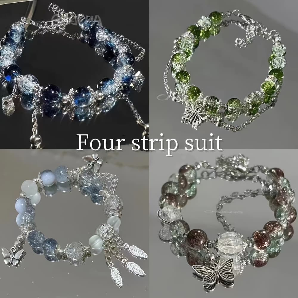 TEMU 4pcs Original Beaded Fringe Bracelet Niche High Level Design Senior Impression Jewelry All Matching Gifts