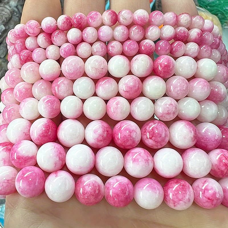 TEMU Beads Made Of Chalcedony For Jewelry Making, Including Bracelets And Additions, In Wholesale Sizes Of 6, 8, 10, And 12mm, With A Length Of 15 Inches