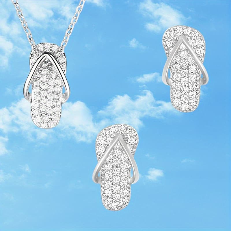 TEMU 3pcsslippers Earrings Necklaces New Commemorative Gift For Versatile Jewelry Exquisite Christmas And Birthday Gifts
