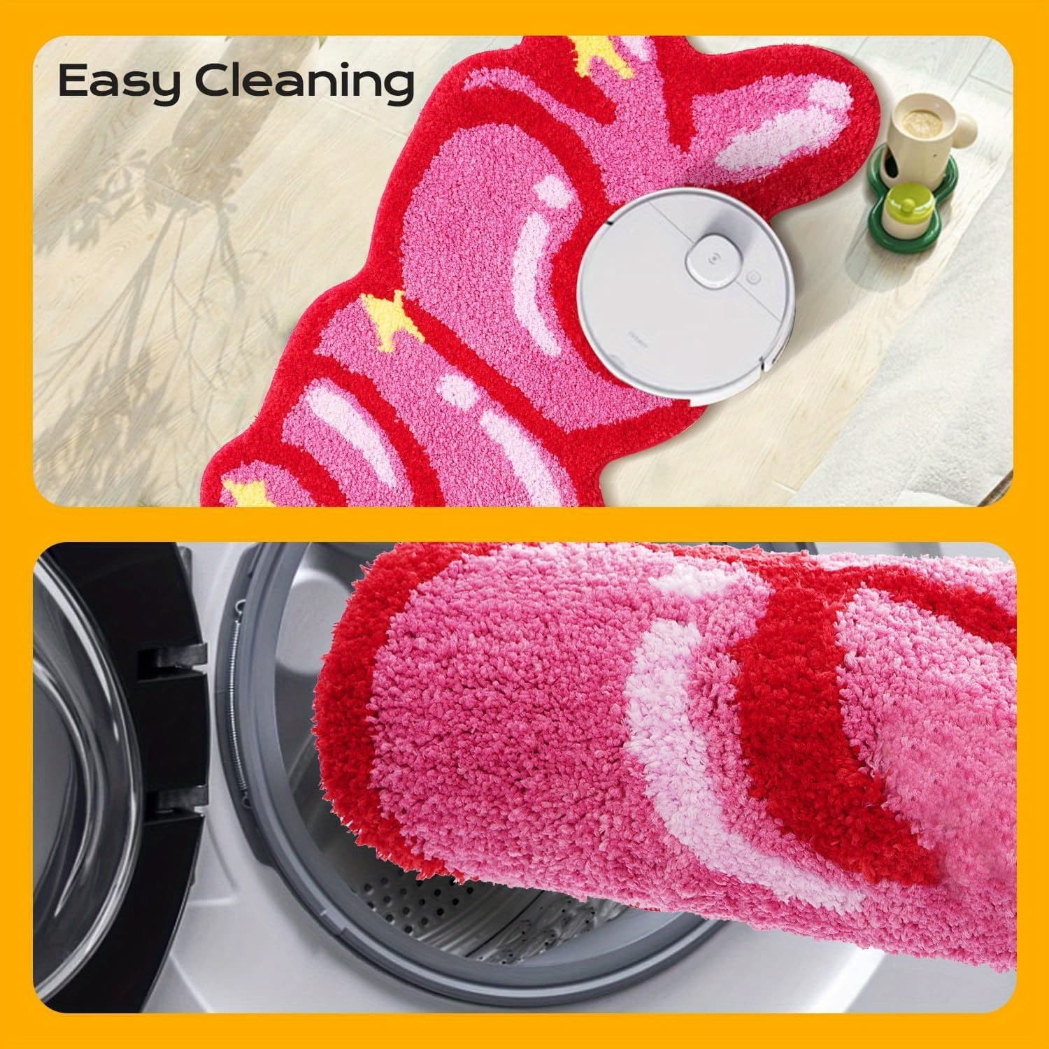 TEMU Pink Mat For Bedroom, 2x3' Fluffy Thick Room Rugs, Non Slip Absorbent Floor Mat, Cute Washable Microfiber Non-slip Small Shower Mat, Aesthetic Decoration Birthday Gifts