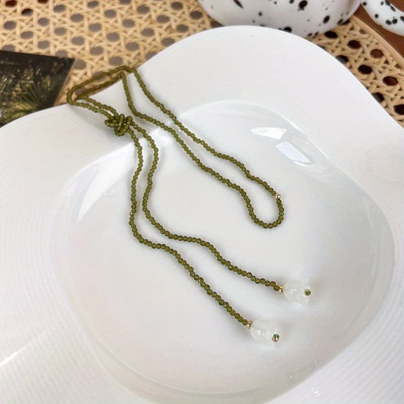 TEMU Multiple Wearing Styles Of The Valley Olive Necklace Double Layer Choker Necklace Clavicle Chain Women's Fashion Y-shaped Necklace