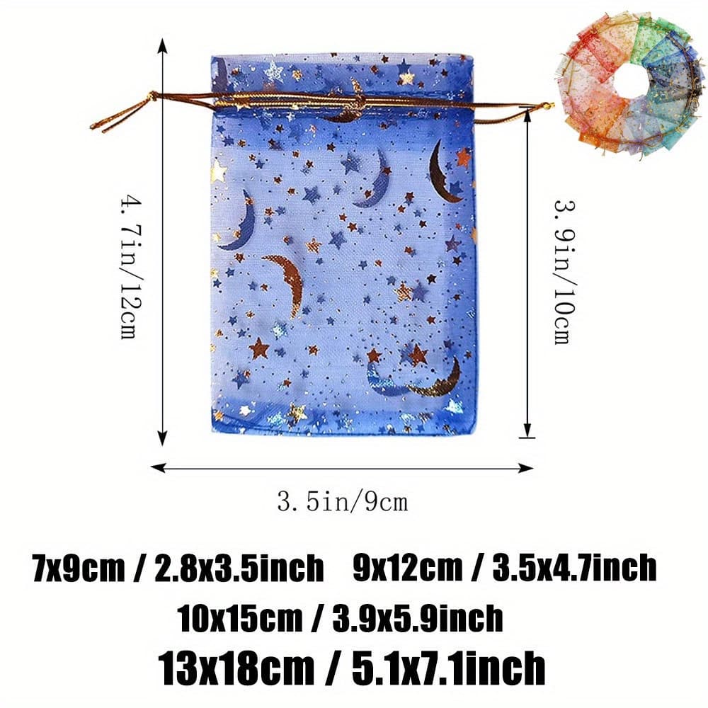 TEMU Mixed Stars Drawstring Sheer Organza Bags Jewelry Present Gift Bags Pouches Favor Candy Pouches For Wedding Party Valentine's Day Christmas-50pcs