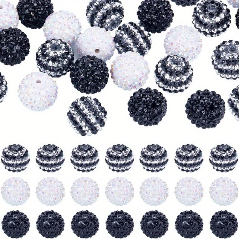 TEMU 21 Different Colors Of Acrylic Crystal Bubble Gum Beads 20 Mm In Diameter Black And White Shiny Resin Beads Suitable For Jewelry Making Beaded Pens And Handicrafts