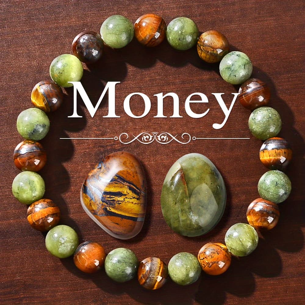TEMU 1pc Fashionable Retro Money Bracelets And Stone Ornaments, Wealth Bracelets - Tiger Eye Stone, Wealth, Suitable For Daily Wear