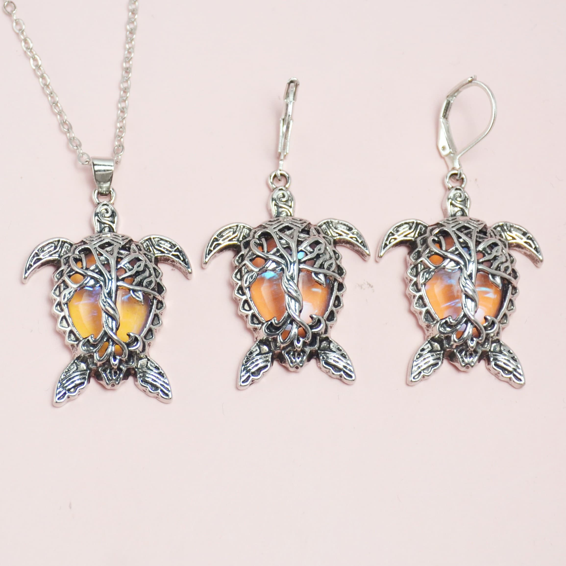 TEMU 3pcs Turtle Earrings Necklace Set Animal Pendant Earrings Christmas Halloween Jewelry Gift Birthday Party Anniversary Gift
