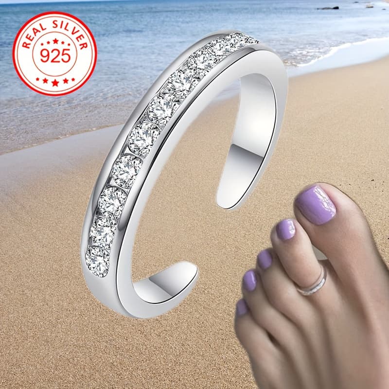 TEMU S925 Sterling Silvery Ankle Bracelet Summer Toe Bracelet, Finger Double Wear, Fashion Ankle Bracelet 2g/ 0.07oz