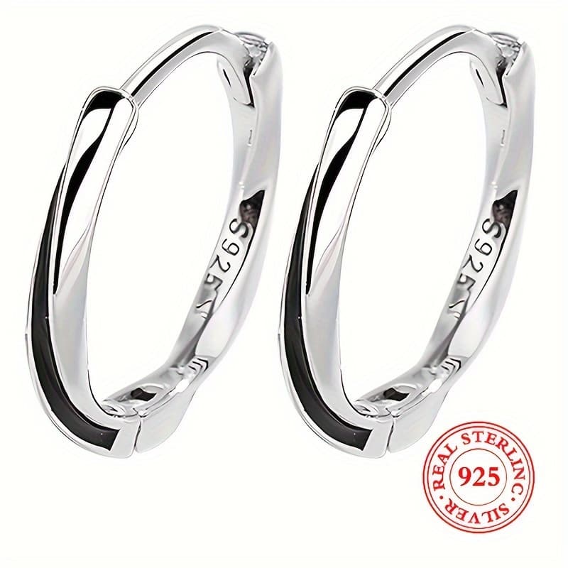 TEMU 925 Sterling Silver Hypoallergenic Hoop Earrings Easy Elegant Style Suitable For Women Daily Wear