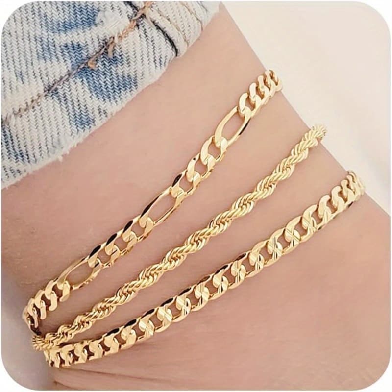 TEMU 1pc 14k Golden - Plated Adjustable Anklet For Women: Cuban Chain With Lobster Clasp, Hip Hop Style, Waterproof For Daily Wear & Gifting