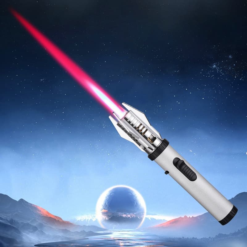 TEMU (no Butane Gas)creative Metal Butane Gas Lighter, 360° Use, Outdoor Windproof High With Safety Lock, Adjustable Flame Size, For Camping Bbq Stove, Flame