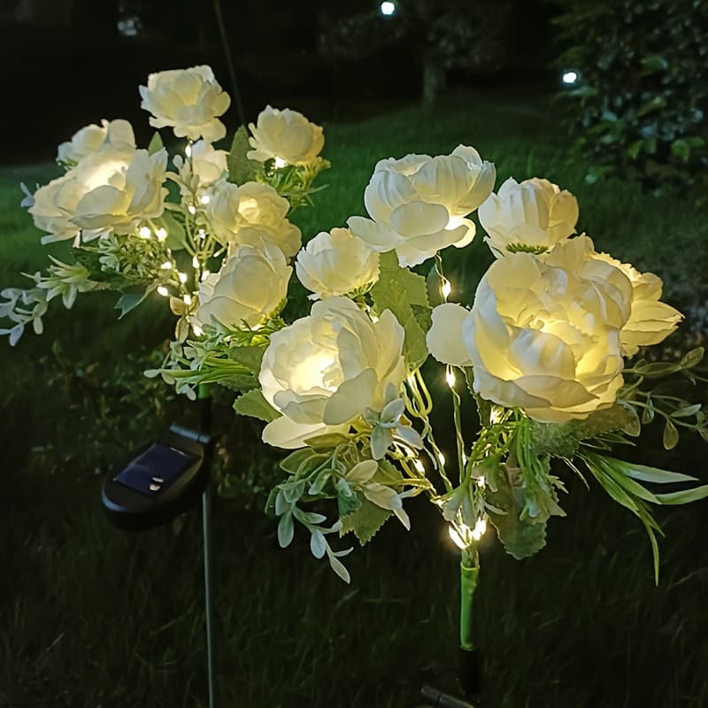 TEMU 2pcs Christmas Solar Outdoor Lights, 14-head Artificial With 84 Led Lights, Outdoor Garden Lawn Decoration, Suitable For Garden Decor And Holiday , Christmas Gift